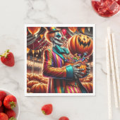 Beängstigender Clown mit Jack O' Lantern Halloween Serviette (Beispiel)