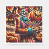 Beängstigender Clown mit Jack O' Lantern Halloween Serviette (Vorderseite)