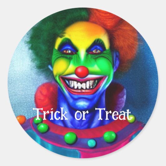 Beängstigender Clown-Trick oder Treat Halloween Runder Aufkleber (Vorderseite)