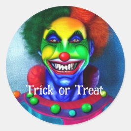 Beängstigender Clown-Trick oder Treat Halloween Runder Aufkleber