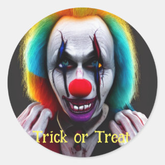Beängstigender Clown-Trick oder Treat Halloween Runder Aufkleber