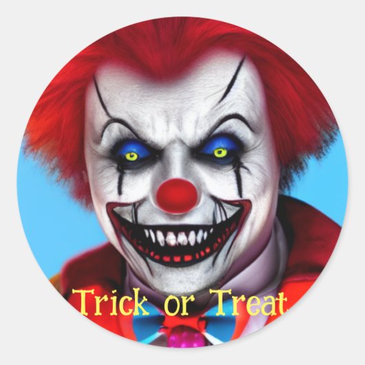 Beängstigender Clown-Trick oder Treat Halloween Runder Aufkleber (Vorderseite)