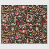 Beängstigender Clown Zombie bei Karneval Geburtsta Geschenkpapier (Flach)