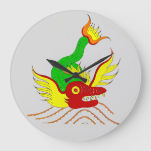 beängstigender Drache Große Wanduhr