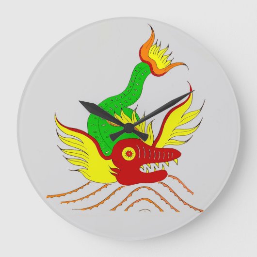 beängstigender Drache Große Wanduhr (Vorderseite)