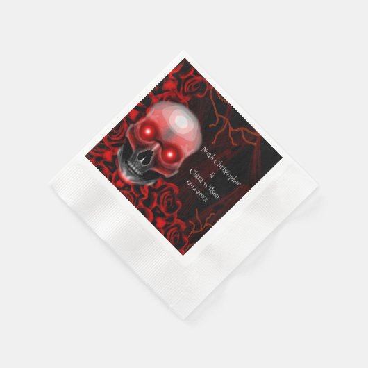 Beängstigender, dunkler, blumiger, gotischer Schäd Serviette (Ecke)
