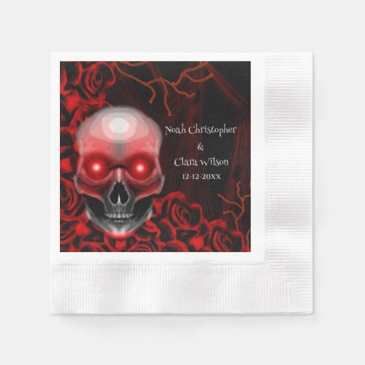 Beängstigender, dunkler, blumiger, gotischer Schäd Serviette (Vorderseite)