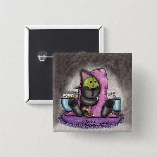 Beängstigender Film - Katze und Maus Button (Vorne & Hinten)