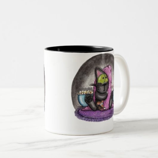 Beängstigender Film - Katze und Maus Zweifarbige Tasse (VorderseiteRechts)