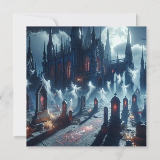 Beängstigender Friedhof Halloween Spuk Feiertagskarte (Vorderseite)