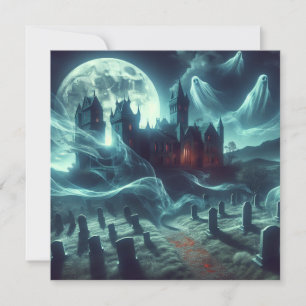 Beängstigender Friedhof Halloween Spuk Feiertagskarte