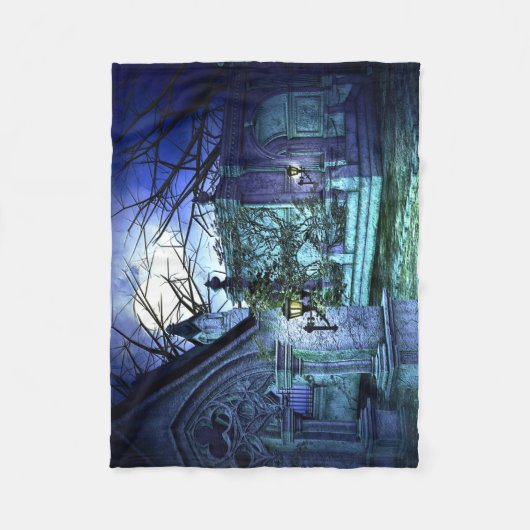 Beängstigender Friedhof mit Friedhof und Gräbern Fleecedecke (Vorderseite)