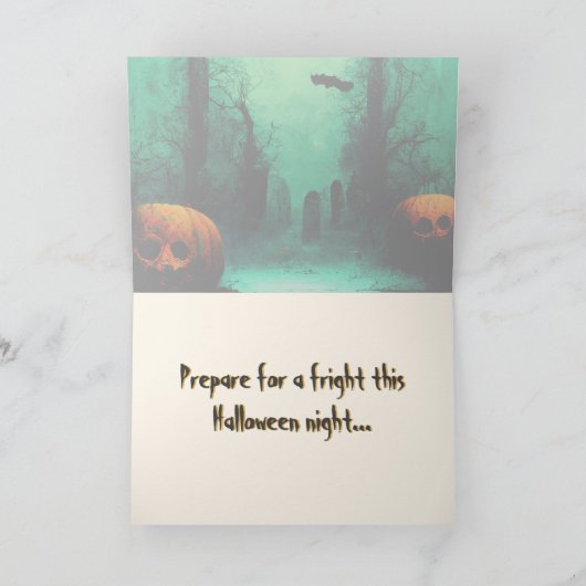 Beängstigender Friedhof und geschnitzte Pumpkins H Karte (Innenseite)