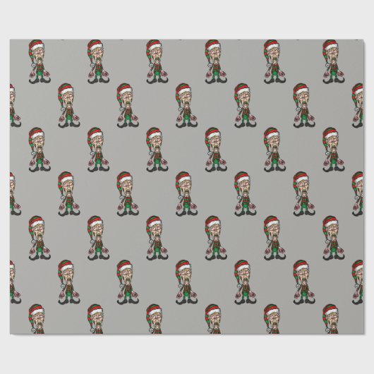Beängstigender frohe Weihnacht-Elf Geschenkpapier (Flach)
