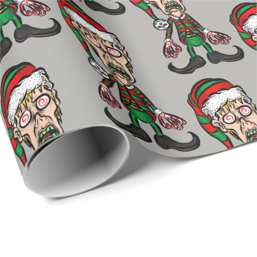 Beängstigender frohe Weihnacht-Elf Geschenkpapier (Rolleneckpunkt)