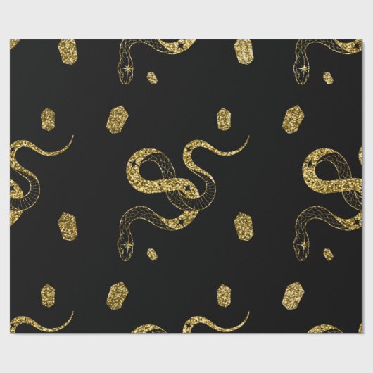 Beängstigender Goldener Schwarzer Schlange Himmels Geschenkpapier (Flach)