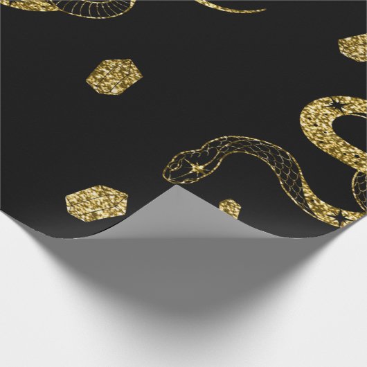 Beängstigender Goldener Schwarzer Schlange Himmels Geschenkpapier (Ecke)