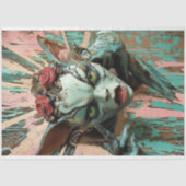 Beängstigender Gothic Gargoyle mit Rose Decoupage Seidenpapier (Vorderseite)