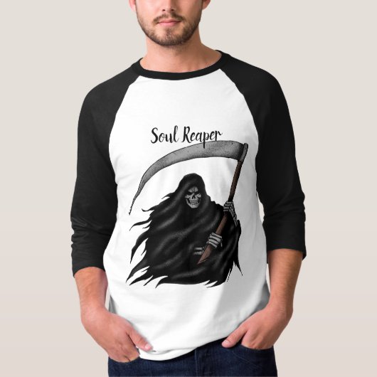 Beängstigender Grim-Sensenmann mit Scythe Hallowee T-Shirt (Vorderseite)