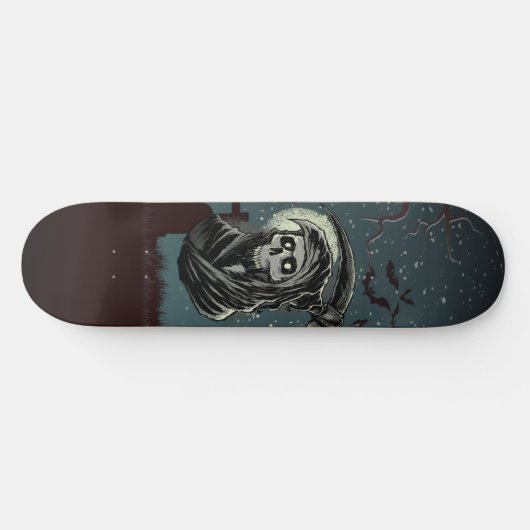 Beängstigender grimmiger Sensenmann Vollmond Fried Skateboard (Horizontal)