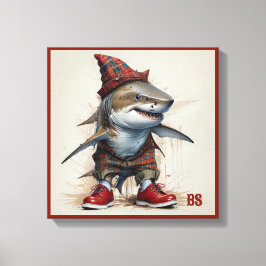 beängstigender Hai in Scottish Disguise - Tartan s Leinwanddruck