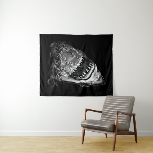 Beängstigender Hai Wandteppich (Beispiel (Horizontal))