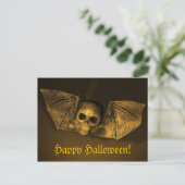 Beängstigender Halloween-Bat-Skull Postkarte (Stehend Vorderseite)