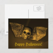 Beängstigender Halloween-Bat-Skull Postkarte (Vorne/Hinten)