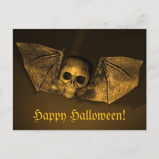 Beängstigender Halloween-Bat-Skull Postkarte (Vorderseite)