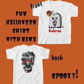 Beängstigender Halloween-Grabstein, Bat, Schädel u T-Shirt