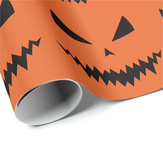 Beängstigender Halloween-Jack OLantern-Schwarz-Ges Geschenkpapier (Rolleneckpunkt)
