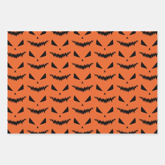 Beängstigender Halloween-Jack OLantern-Schwarz-Ges Geschenkpapier Set (Vorderseite 2)