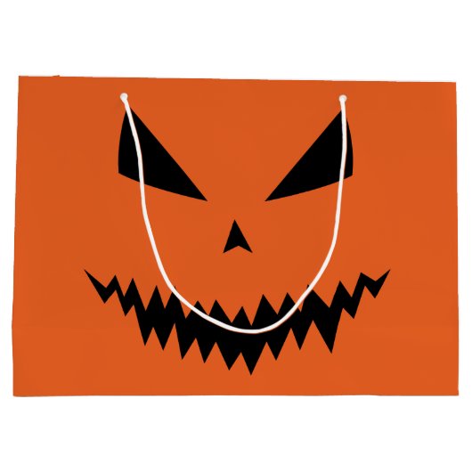 Beängstigender Halloween-Jack OLantern-Schwarz-Ges Große Geschenktüte (Rückseite)
