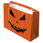Beängstigender Halloween-Jack OLantern-Schwarz-Ges Große Geschenktüte (Rückseite Schrägansicht)