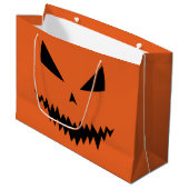 Beängstigender Halloween-Jack OLantern-Schwarz-Ges Große Geschenktüte (Vorderseite Schrägansicht)