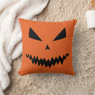 Beängstigender Halloween-Jack OLantern-Schwarz-Ges Kissen