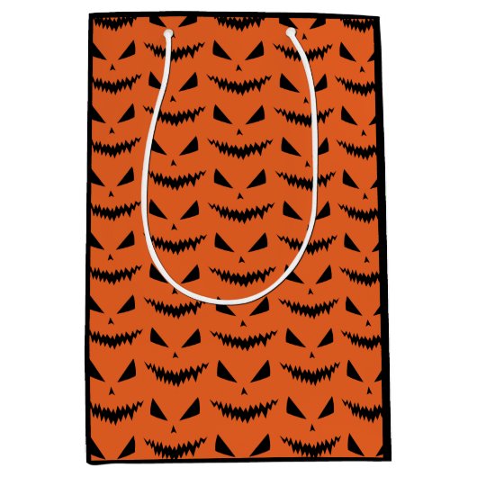 Beängstigender Halloween-Jack OLantern-Schwarz-Ges Mittlere Geschenktüte (Vorderseite)