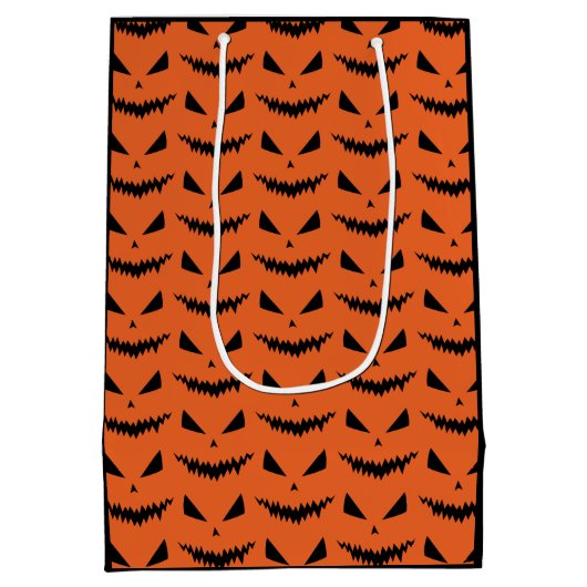 Beängstigender Halloween-Jack OLantern-Schwarz-Ges Mittlere Geschenktüte (Rückseite)