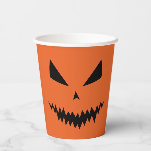 Beängstigender Halloween-Jack OLantern-Schwarz-Ges Pappbecher (Rückseite)
