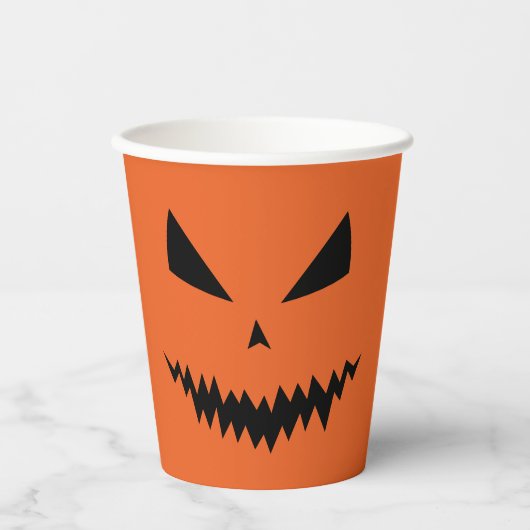 Beängstigender Halloween-Jack OLantern-Schwarz-Ges Pappbecher (Vorderseite)