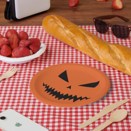 Beängstigender Halloween-Jack OLantern-Schwarz-Ges Pappteller (Picknick)