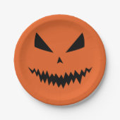 Beängstigender Halloween-Jack OLantern-Schwarz-Ges Pappteller (Vorderseite)