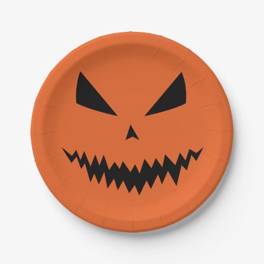 Beängstigender Halloween-Jack OLantern-Schwarz-Ges Pappteller (Vorderseite)