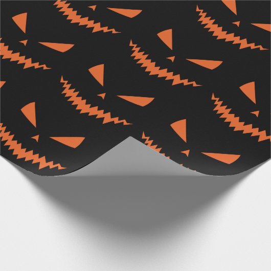 Beängstigender Halloween-Jack OLantern-Schwarz Geschenkpapier (Ecke)