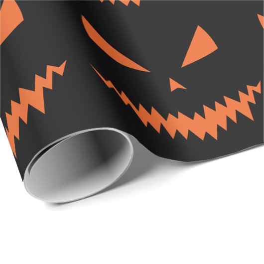 Beängstigender Halloween-Jack OLantern-Schwarz Geschenkpapier (Rolleneckpunkt)