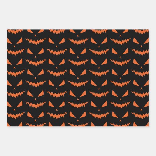 Beängstigender Halloween-Jack OLantern-Schwarz Geschenkpapier Set (Vorderseite 2)