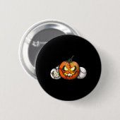 Beängstigender Halloween-Kürbis für Baseballspiele Button (Vorne & Hinten)