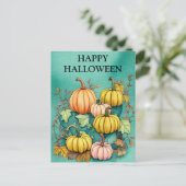 Beängstigender Halloween-Kürbis Herbst Postkarte (Stehend Vorderseite)