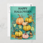 Beängstigender Halloween-Kürbis Herbst Postkarte (Vorne/Hinten)