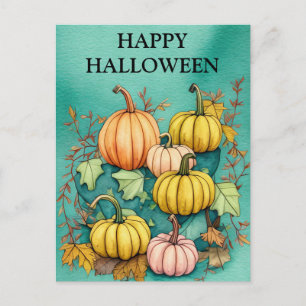 Beängstigender Halloween-Kürbis Herbst Postkarte